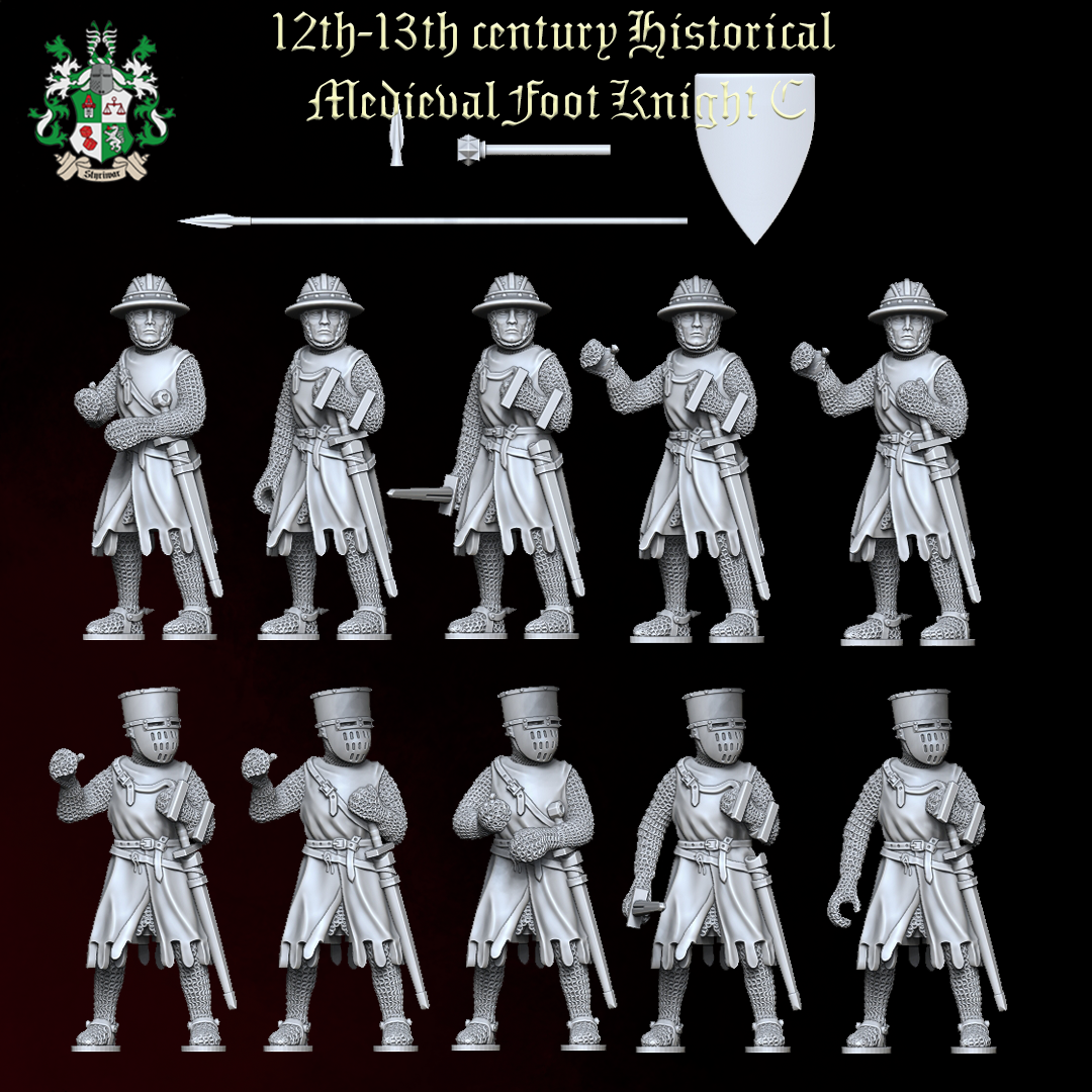 12th-13th century Historical Medieval Foot Knight C